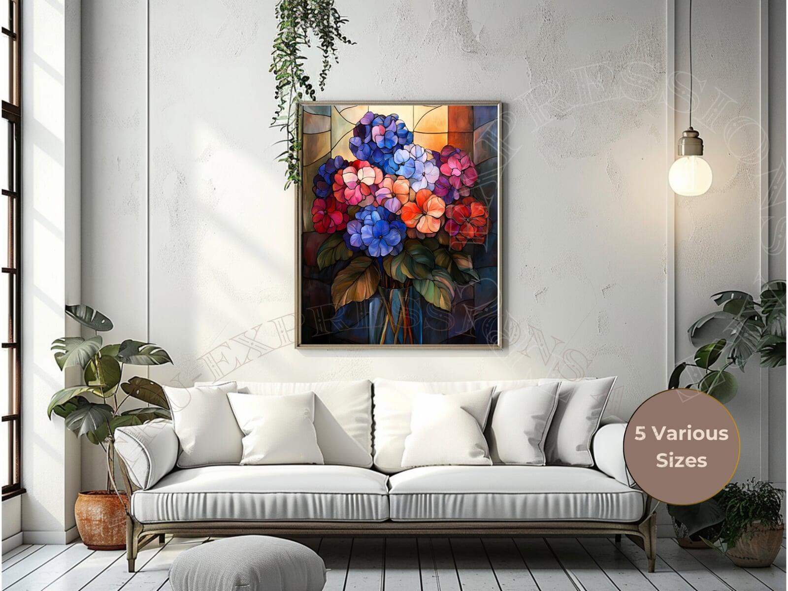 Stained Glass Hydrangea Art Print