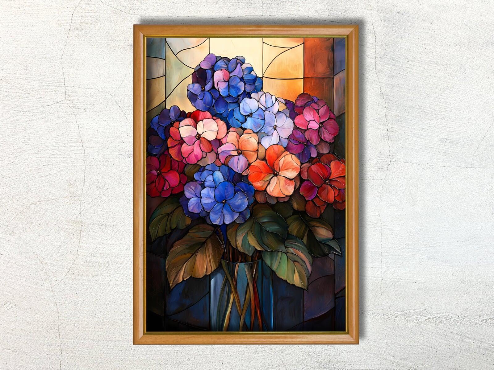 Stained Glass Hydrangea Art Print