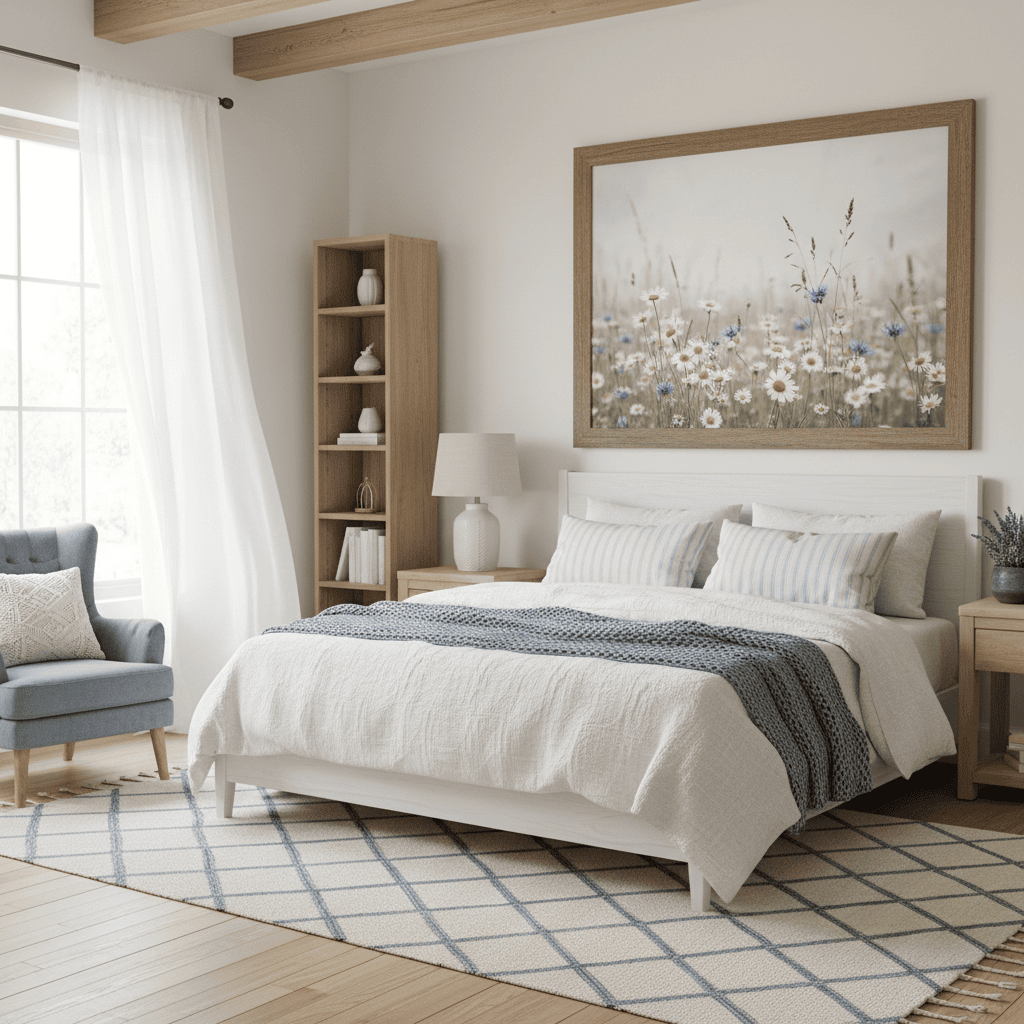 How to Style Blue and White Wildflower Art for a Serene Space