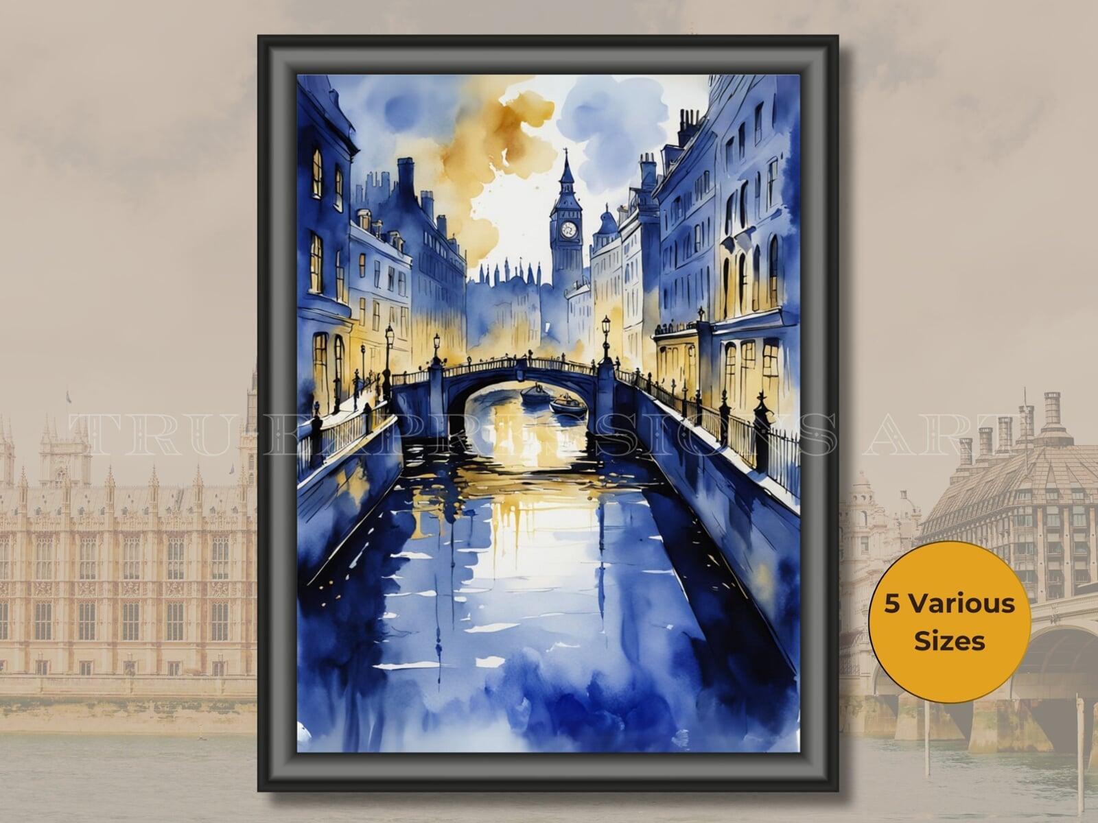 Big Ben Abstract Ink Wash Print