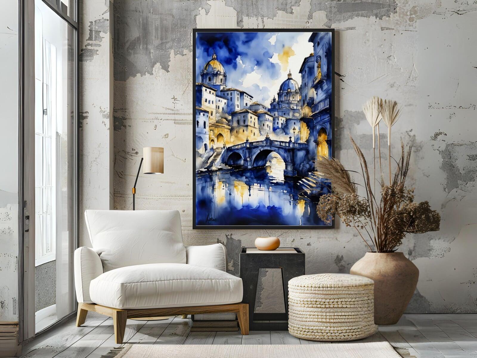 Rome Abstract Cityscape Ink wash print